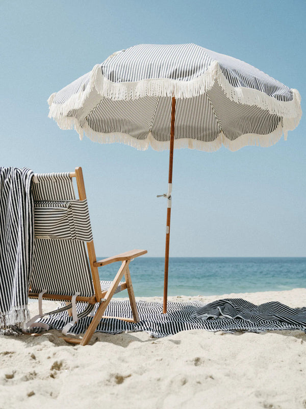 The Premium Beach Umbrella - Navy Striped-Business & Pleasure-lobo nosara