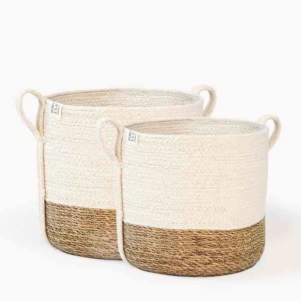 Handwoven Storage l Savar Basket with Side Handle-Set of 2-Korissa-lobo nosara