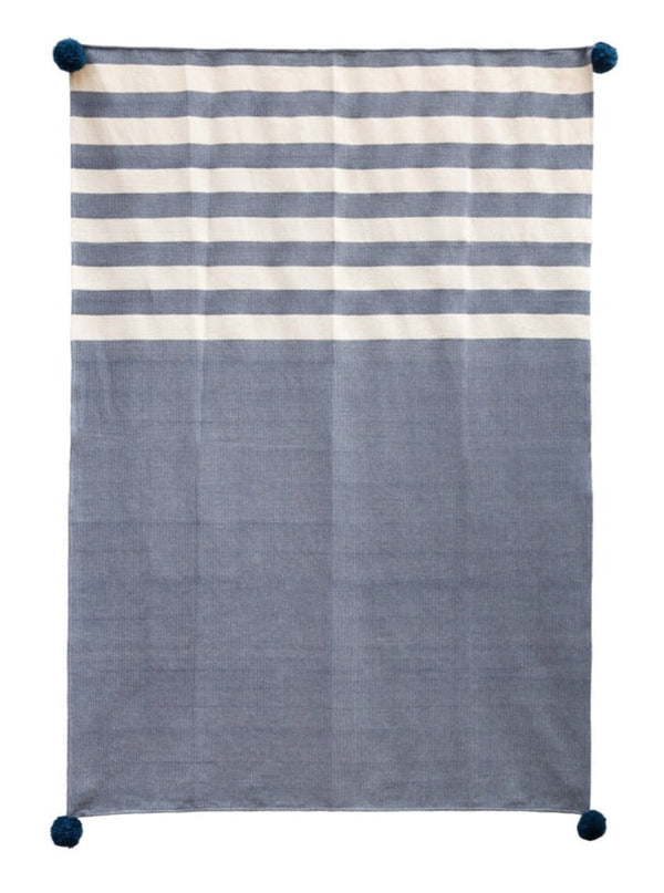 Navy Stripes Throw Blanket-Kiliim-lobo nosara
