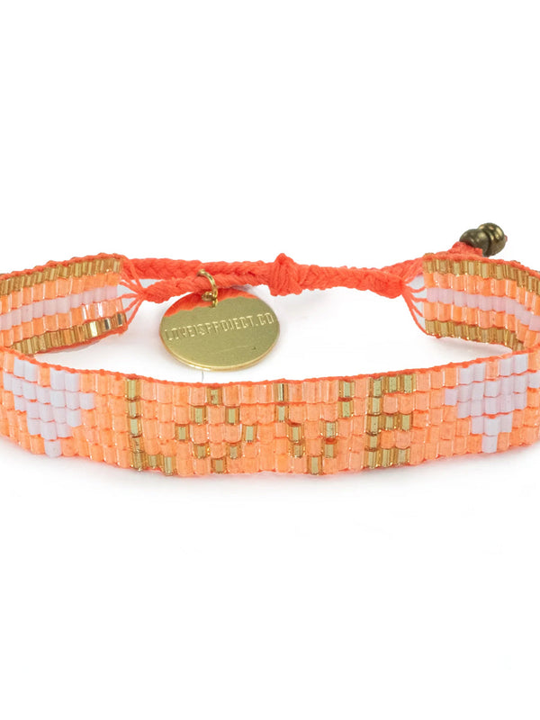 Seed Bead LOVE Bracelet - Neon Orange-love is project-lobo nosara